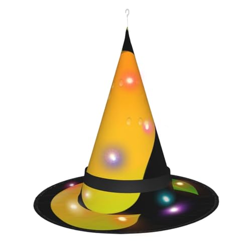 CHARMERM Mango Halloween-Hexenhüte mit Lichtern, Halloween-Dekoration, für Frauen, leuchtender Hexenhut von CHARMERM