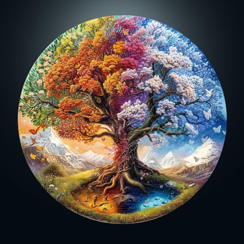 CHARMIBLE Puzzle 1000 Teile Erwachsen, 1000 Teile Baum des Lebens Impossible Rundes Puzzle, 67.5x67.5cm Blaue Papierkarte Unregelmäßige Einzigartige Jigsaw für Familie Freunde CHARMIBLE Puzzle 1000 Teile Erwachsen, 1000 Teile Baum des Lebens Impossible Rundes Puzzle, 67.5x67.5cm Blaue Papierkarte Unregelmäßige Einzigartige Jigsaw für Familie Freunde von CHARMIBLE