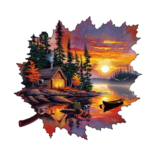 Holzpuzzle Erwachsene, 230 Teile Herbstlandschaft Holz Puzzle Erwachsen, Unregelmäßige Einzigartige Holzpuzzle Tierform, Weihnachts Geschenke für Familie Freunde (34 * 32.7cm) von CHARMIBLE