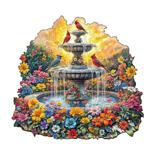 Holzpuzzle Erwachsene, 245 Teile Singvogelgarten Puzzles, 34 * 32cm Wood Puzzle, Unregelmäßige Einzigartige Tierform Holzpuzzles für Erwachsen, Schön Geschenk für Familie und Freunde von CHARMIBLE