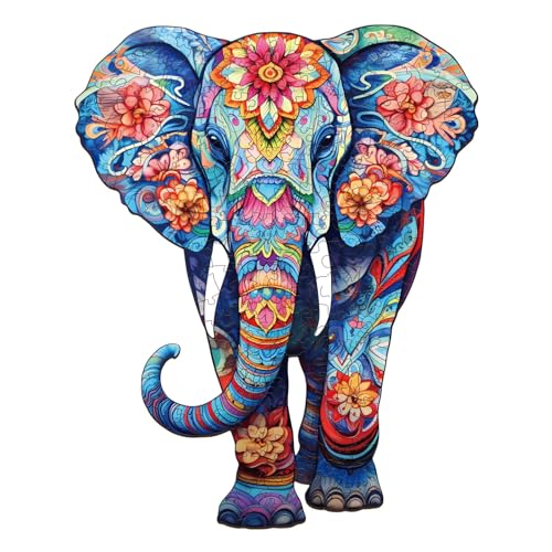 Holzpuzzle Erwachsene, 210 Teile Elefant Holz Puzzle Erwachsene, 27.3x34cm Wooden Puzzle, Unregelmäßige Einzigartige Puzzle, Holzpuzzle Tierform, Holz Puzzle Mit Geschenkbox Aus Holz von CHARMIBLE