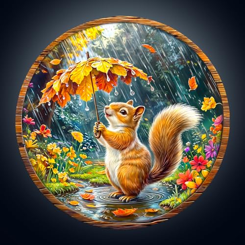 Holzpuzzle Erwachsene, 270 Teile Eichhörnchenträume Puzzles, 34 * 33.9cm Wood Puzzle, Unregelmäßige Einzigartige Tierform Holzpuzzles für Erwachsen, Schön Geschenk für Familie und Freunde von CHARMIBLE