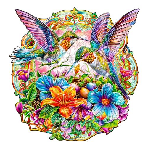 Holzpuzzle Erwachsene, 280 Teile Nistender Kolibri Puzzles, 34x33.1cm Wood Puzzle, Unregelmäßige Einzigartige Tierform Holzpuzzles für Erwachsen, Schön Geschenk für Familie und Freunde Holzpuzzle Erwachsene, 280 Teile Nistender Kolibri Puzzles, 34x33.1cm Wood Puzzle, Unregelmäßige Einzigartige Tierform Holzpuzzles für Erwachsen, Schön Geschenk für Familie und Freunde von CHARMIBLE