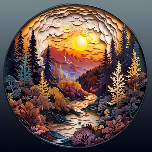 Holzpuzzle Erwachsene, 300 Teile Visuell 3D Sonnenuntergang Wald Holz Puzzle Erwachsene, 34x34cm Wooden Puzzle, Unregelmäßige Einzigartige Puzzle, Holzpuzzle Tierform, Holz Puzzle Mit Box Aus Holz Holzpuzzle Erwachsene, 300 Teile Visuell 3D Sonnenuntergang Wald Holz Puzzle Erwachsene, 34x34cm Wooden Puzzle, Unregelmäßige Einzigartige Puzzle, Holzpuzzle Tierform, Holz Puzzle Mit Box Aus Holz von CHARMIBLE