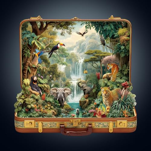 Holzpuzzle Erwachsene, 300 Teile Dschungeltiere Puzzles, 34 * 33.4cm Wood Puzzle, Unregelmäßige Einzigartige Tierform Holzpuzzles für Erwachsen, Schön Geschenk für Familie und Freunde von CHARMIBLE