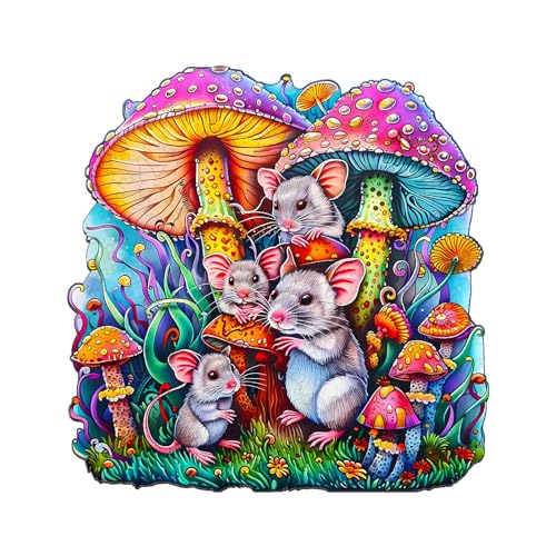 Holzpuzzle Erwachsene, 300 Teile Mäuse Familie Puzzles, 34x33.7cm Wood Puzzle, Unregelmäßige Einzigartige Tierform Holzpuzzles für Erwachsen, Schön Geschenk für Familie und Freunde Holzpuzzle Erwachsene, 300 Teile Mäuse Familie Puzzles, 34x33.7cm Wood Puzzle, Unregelmäßige Einzigartige Tierform Holzpuzzles für Erwachsen, Schön Geschenk für Familie und Freunde von CHARMIBLE