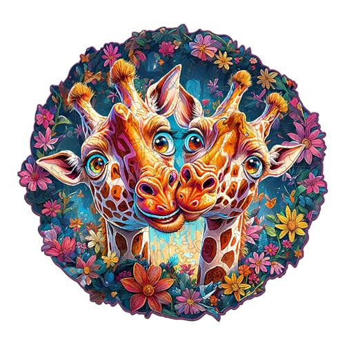 Holzpuzzle Erwachsene, 280 Teile Giraffe Holz Puzzle Erwachsene, 34x32.5cm Wooden Puzzle, Unregelmäßige Einzigartige Holzpuzzle Tierform Mit Geschenkbox Aus von CHARMIBLE