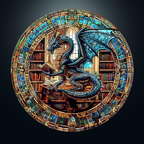 Klassische Puzzles, Rundes Puzzle 1000 Teile Erwachsene, 67.5 x 67.5cm Die Drachenbibliothek, Unregelmäßige Einzigartige Puzzles für Erwachsen, Schön Geschenk für Familie Freunde Klassische Puzzles, Rundes Puzzle 1000 Teile Erwachsene, 67.5 x 67.5cm Die Drachenbibliothek, Unregelmäßige Einzigartige Puzzles für Erwachsen, Schön Geschenk für Familie Freunde von CHARMIBLE