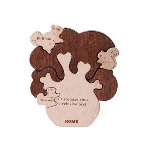 Personalisiertes Holzkunstpuzzle der Eichhörnchenfamilie mit 1-4 Namen, Holz-Eichhörnchen Schnitzereien Familie Puzzle, Ideen Geschenk zum Muttertag, Vatertag, Jubiläum, Weihnachten, Geburtstag Personalisiertes Holzkunstpuzzle der Eichhörnchenfamilie mit 1-4 Namen, Holz-Eichhörnchen Schnitzereien Familie Puzzle, Ideen Geschenk zum Muttertag, Vatertag, Jubiläum, Weihnachten, Geburtstag von CHARMIBLE