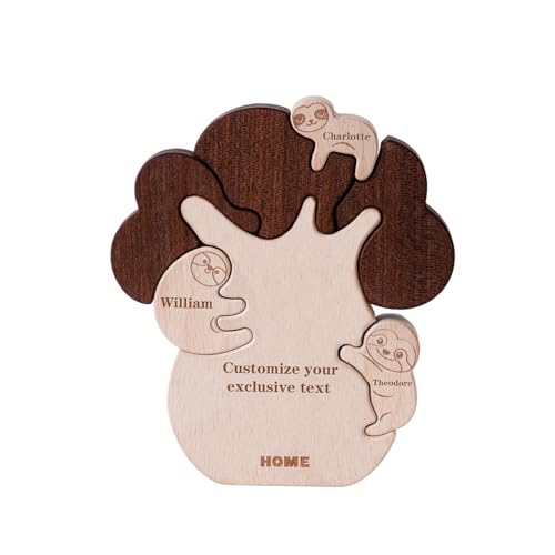 Personalisiertes Holzkunstpuzzle der Faultierfamilie mit 1-4 Namen, Holz-Faultier Schnitzereien Familie Puzzle, Ideen Geschenk zum Muttertag, Vatertag, Jubiläum, Weihnachten, Geburtstag Personalisiertes Holzkunstpuzzle der Faultierfamilie mit 1-4 Namen, Holz-Faultier Schnitzereien Familie Puzzle, Ideen Geschenk zum Muttertag, Vatertag, Jubiläum, Weihnachten, Geburtstag von CHARMIBLE