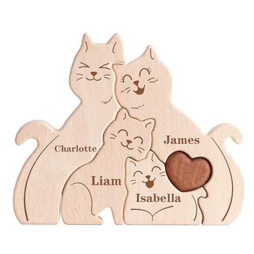 Personalisiertes Holzkunstpuzzle der Katzenfamilie mit 2-5 Namen, Name Puzzle Dekoratives Familie Geschenk, Personalisierte Geschenke zum Geburtstag, Muttertag, Vatertag, Weihnachten Personalisiertes Holzkunstpuzzle der Katzenfamilie mit 2-5 Namen, Name Puzzle Dekoratives Familie Geschenk, Personalisierte Geschenke zum Geburtstag, Muttertag, Vatertag, Weihnachten von CHARMIBLE