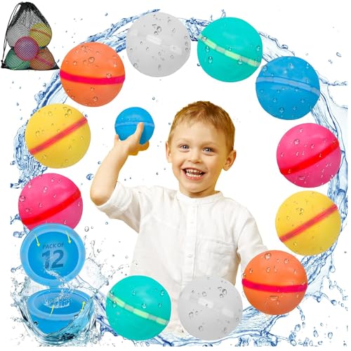 Wasserbomben Wiederverwendbar, 12 Stück Magnetische Wasserbomben Selbstschließend, Schnelle Wasserbefüllung Silikon Wasserball, Wasserspielzeug Kinder Outdoor Pool Spielzeug Wasserballons Wasserbomben Wiederverwendbar, 12 Stück Magnetische Wasserbomben Selbstschließend, Schnelle Wasserbefüllung Silikon Wasserball, Wasserspielzeug Kinder Outdoor Pool Spielzeug Wasserballons von CHAWONER
