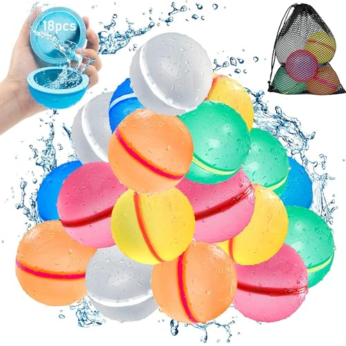 Wasserbomben Wiederverwendbar, 18 Stück Magnetische Wasserballons Selbstschließend, Schnelle Wasserbefüllung Silikon Wasserball, Wasserspielzeug Kinder Outdoor Pool Spielzeug Wasserbomben Wiederverwendbar, 18 Stück Magnetische Wasserballons Selbstschließend, Schnelle Wasserbefüllung Silikon Wasserball, Wasserspielzeug Kinder Outdoor Pool Spielzeug von CHAWONER