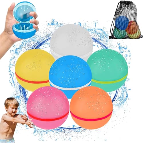 Wasserbomben Wiederverwendbar, 6 Stück Magnetische Wasserbomben Selbstschließend, Schnelle Wasserbefüllung Silikon Wasserball, Wasserspielzeug Kinder Erwachsene Outdoor Pool Spielzeug Wasserballons Wasserbomben Wiederverwendbar, 6 Stück Magnetische Wasserbomben Selbstschließend, Schnelle Wasserbefüllung Silikon Wasserball, Wasserspielzeug Kinder Erwachsene Outdoor Pool Spielzeug Wasserballons von CHAWONER