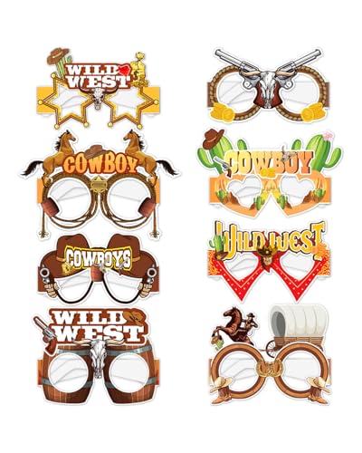 CHBCD 8 Stück Partygläser, Hippie-Brillen, Western-Cowboy-Brillen, Wild-West-Papiergläser, Cowboy-Requisiten, Western-Partygläser, Geburtstagsparty-Dekorationen CHBCD 8 Stück Partygläser, Hippie-Brillen, Western-Cowboy-Brillen, Wild-West-Papiergläser, Cowboy-Requisiten, Western-Partygläser, Geburtstagsparty-Dekorationen von CHBCD