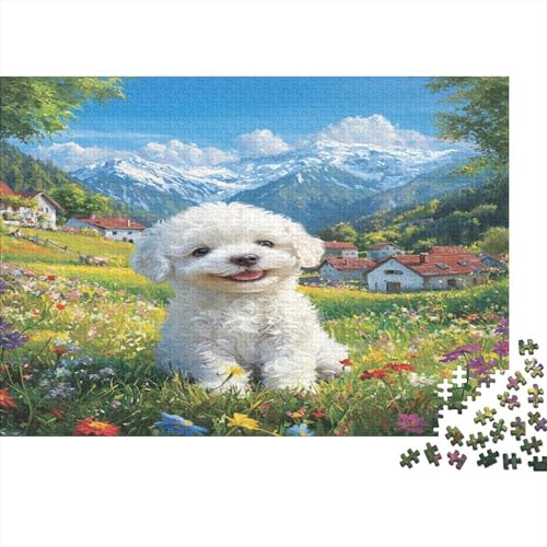 Bichon Frise 1000 Teile,Impossible Puzzle,Geschicklichkeitsspiel Für Die Ganze Familie, Erwachsenen Puzzlespiel Puzzel 1000pcs (75x50cm) von CHCAIOVO
