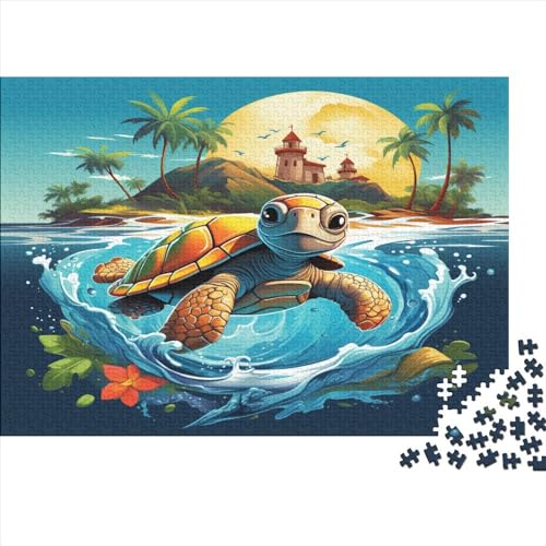 Cute Schildkröte Tropical Strand Puzzle 1000 Teile Puzzle Für Erwachsene Und Kinder Ab 14 Jahren Puzzel 1000pcs (75x50cm) von CHCAIOVO