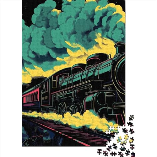 Dampflokomotive Puzzle 1000-teilige Schwer Puzzle Spielzeug Pädagogisches Spiel Impossible Herausforderungsspielzeug Für Erwachsene Und Kinder Ab 14 Jahren 1000pcs (75x50cm) von CHCAIOVO