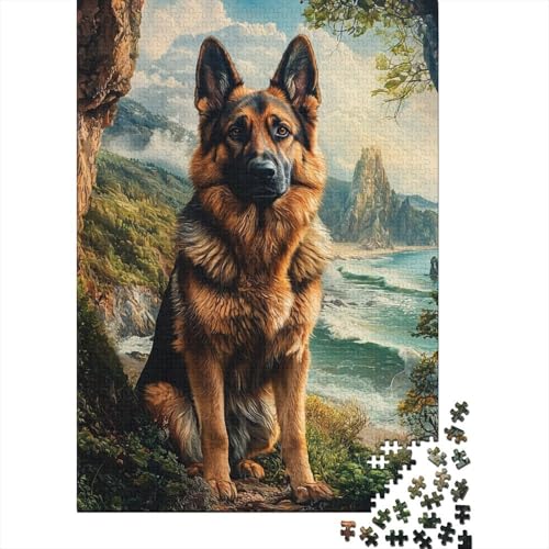German Shepherd Puzzle 1000-teilige Schwer Puzzle Spielzeug Lernspiel Impossible Herausforderung Spielzeug Für Erwachsene Kinder 1000pcs (75x50cm) von CHCAIOVO