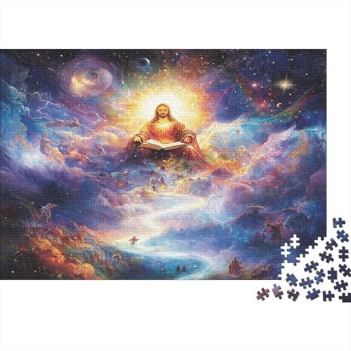 Jesus 1000 Stück Puzzles Für Erwachsene Teenager Stress Abbauen Familien-Puzzlespiel Mit Poster in 1000-teiliges Puzzle Kinder Lernspiel Spielzeug Geschenk Puzzel 1000pcs (75x50cm) von CHCAIOVO