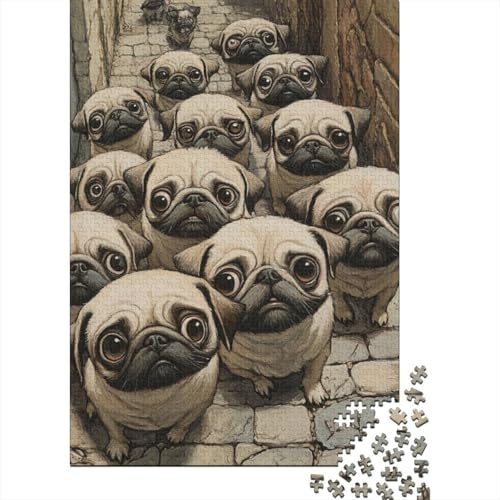 Pug Puzzle 1000 Teile Schwer Puzzle Spielzeug Pädagogisches Spiel Impossible Herausforderungsspielzeug Für Erwachsene Und Kinder in Bewährter 1000pcs (75x50cm) von CHCAIOVO