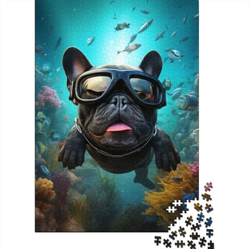 Schwimmendes Welpe Puzzle 1000-teilige Schwer Puzzle Spielzeug Lernspiel Impossible Herausforderungsspielzeug Für Erwachsene Und Kinder Ab 12 Jahren 1000pcs (75x50cm) von CHCAIOVO