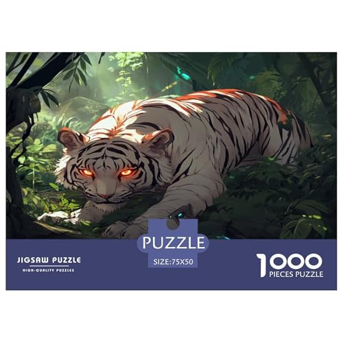 Tiger 1000 Stück Puzzles Für Erwachsene Teenager Stress Abbauen Familien-Puzzlespiel 1000-teiliges Puzzle Kinder Lernspiel Spielzeug Geschenk Puzzel 1000pcs (75x50cm) von CHCAIOVO
