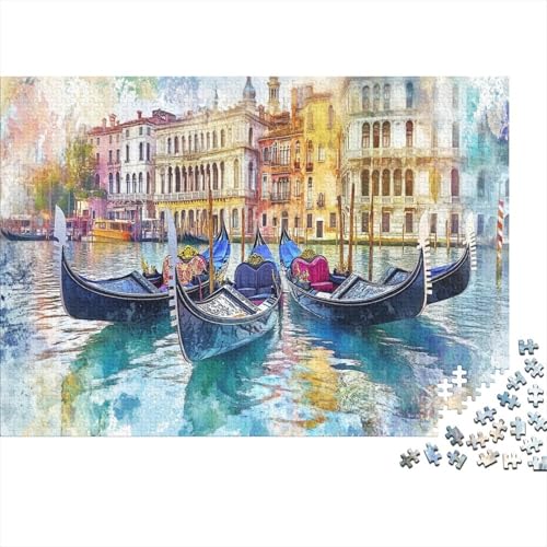 Venedig Water City Puzzle 1000 Teile,für Erwachsene, Impossible Puzzle,farbenfrohes Legespiel,Geschicklichkeitsspiel Für Die Ganze Familie,Erwachsenenpuzzle Puzzel 1000pcs (75x50cm) von CHCAIOVO