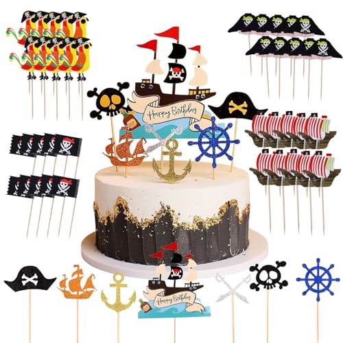 55 Stück Piraten Tortendeko für Piratenparty Piraten Kuchen Topper Cupcake Topper Pirate Tortenstecker Piratenschiff Kuchen Deko Pirate Cake Topper Kuchendeko Geburtstag Halloween Party Decoration 55 Stück Piraten Tortendeko für Piratenparty Piraten Kuchen Topper Cupcake Topper Pirate Tortenstecker Piratenschiff Kuchen Deko Pirate Cake Topper Kuchendeko Geburtstag Halloween Party Decoration von CHENGCKJ