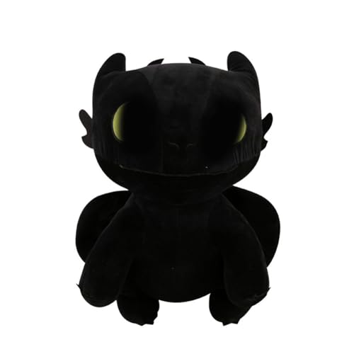 20cm Drachenzähmen Leicht Gemacht,Zahnloses Spielzeug Schwarz Farbe Super Weich Qualität, Plüsch Figur Kuscheltier Drachen Ohnezahn Toothless,Extra-Großes Liegen Dragon Soft Plüschspielzeug von CHENGLI