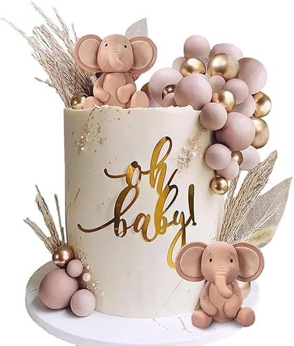 35 Stück Cake Toppers Rosa Elefant, Weizen Blätter Kuchen Dekoration, Schaumkugel Cupcake Topper für Baby Junge Mädchen Geburtstag Party Elefant Baby Dusche Kuchen Dekor - Rosa 35 Stück Cake Toppers Rosa Elefant, Weizen Blätter Kuchen Dekoration, Schaumkugel Cupcake Topper für Baby Junge Mädchen Geburtstag Party Elefant Baby Dusche Kuchen Dekor - Rosa von CHENGLI