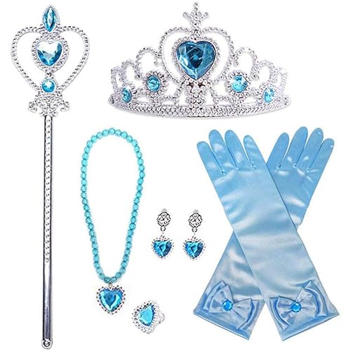 CHENGZI 6-teiliges Prinzessin Elsa Belle Sofia Dress Up Fancy Cosplay Kostüm Zubehör Set (Blue) von CHENGZI