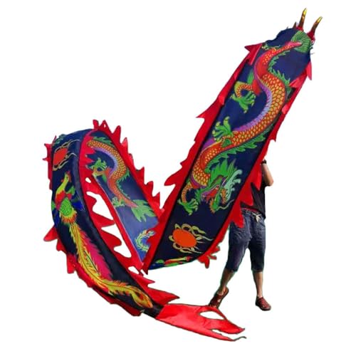 CHENHOJU 3D-Drachen-Seiden-Poi – 8 m/10 m, bunte rotierende Luftschlangen für Tanz, Fitness, Kung Fu, Outdoor-Spielen und Eltern-Kind-Spiele, Jongliersets (Nero, 8 m) von CHENHOJU