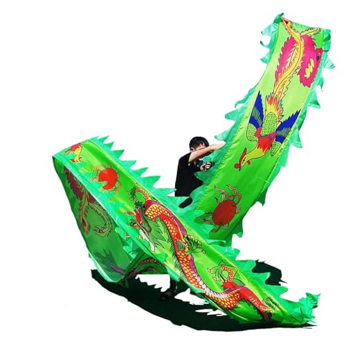 CHENHOJU 3D Dragon Silk Poi – 8 m/10 m, bunte rotierende Luftschlangen für Tanz, Fitness, Kung Fu, Outdoor-Spielen und Eltern-Kind-Spiele, Jongliersets (Gr n, 10 m) von CHENHOJU