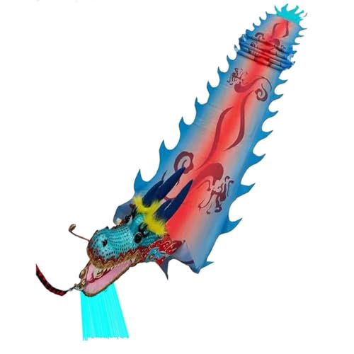 CHENHOJU Drachen-Poi-Sport-Drache, tanzender Bandschlangen mit Drachenkopf und Tasche, für Outdoor, Park, Rasen, Strand, Jongliersets (Blau, 8 m) von CHENHOJU