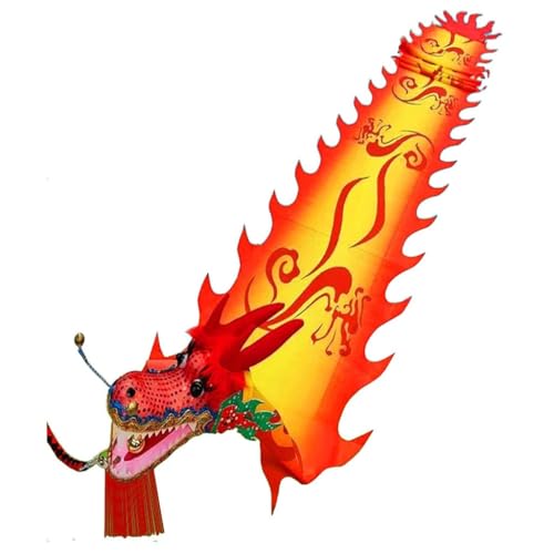 CHENHOJU Schleuderender Drache, Poi, Sport, Drache, tanzender Bandschlangen mit Drachenkopf und Tasche, für Outdoor, Park, Rasen, Strand, Jongliersets (rot, 10 m) von CHENHOJU