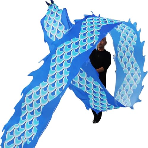 Dragon Dance Streamer Fitness, 6 m, 8 m, 10 m, 12 m lang, Wurfschlangen für Band, Spielzeug für Kinder, Anfänger, Jongliersets (Blau, 6 m) von CHENHOJU