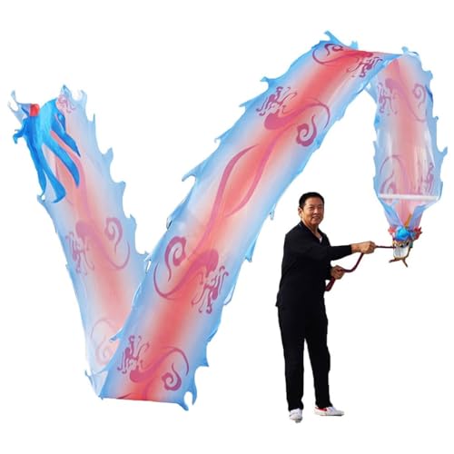 Flinging Dragon Poi Dragon Dance Fitness Throw Streamer Silk Flowy Shaking Flinging Chinese Aldults Fitness Equipment Jonglier-Sets (Blau, 8 m) von CHENHOJU