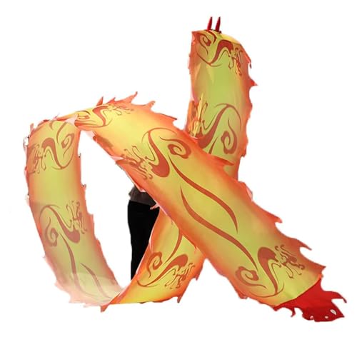 Flinging Dragon Poi Dragon Dance Fitness Throw Streamer Silk Flowy Shaking Flinging Chinese Aldults Fitness Equipment Jonglier-Sets (Gelb, 10 m) von CHENHOJU