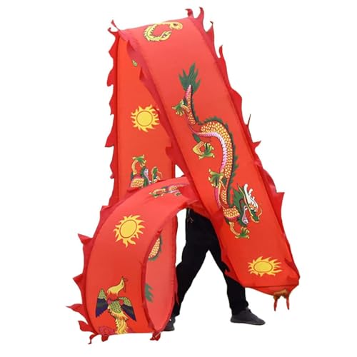 Spiral Dragon Dance Ribbon Streamer – Chinesische Seide, Fitness-Poi zum Üben, Outdoor-Sport und Volkstanz, Jongliersets (Rot B, 8 m) von CHENHOJU
