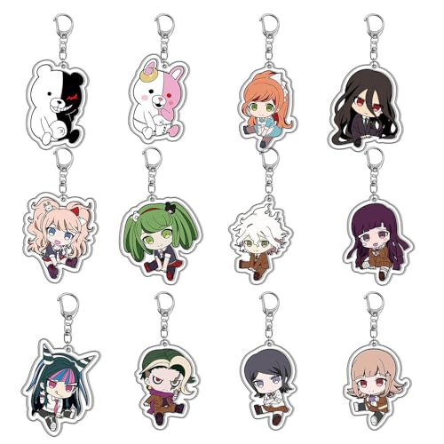 12 Danganronpo Figures Figuren Anhänger Niedlich Charakter Cosplay Zubehör Acryl Kette Schmuck von CHENJIRA
