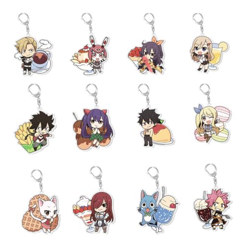 12 FairysTail Figures Figuren Anhänger Niedlich Charakter Cosplay Zubehör FairysTail Acryl Kette Schmuck von CHENJIRA