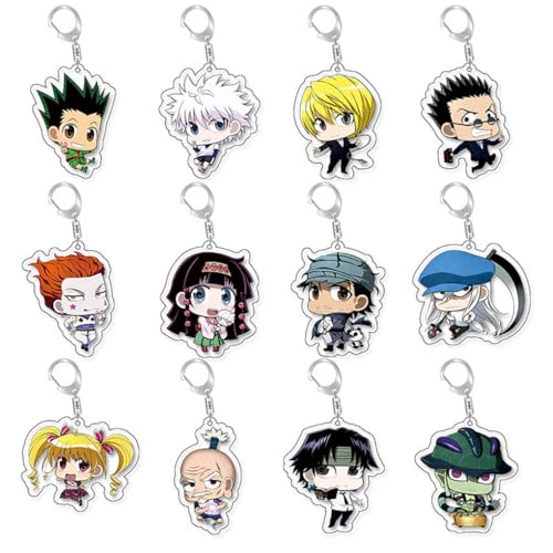 12 Hunterxhunter Chibi Figures Figuren Anhänger Niedlich Charakter Cosplay Zubehör Hunterxhunter Acryl Kette Schmuck von CHENJIRA