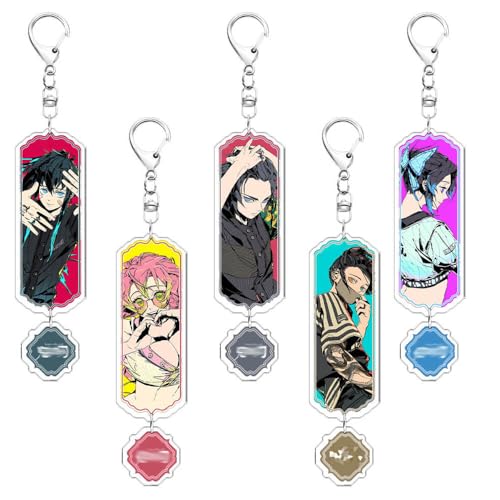 5 Stück Ghost Slayers Long Anhänger Anime Charakter Cosplay Zubehör Acryl Kette Schmuck Farbige Lange Anhänger von CHENJIRA