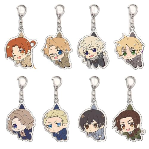 8 Set Hetali AxisPowers Chibi Figuren Schlüsselanhänger Niedlicher Charakter Cosplay Acryl Kette Schmuck von CHENJIRA