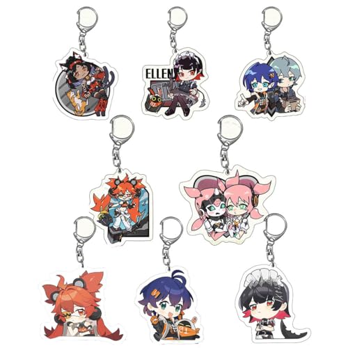 8 Stück Zenles Zero Zone Chibi Figure Anhänger Game Charakter Cosplay Zubehör Acryl Kette Figuren Schmuck von CHENJIRA