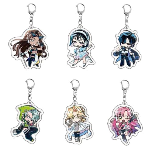 AlienStages Figuren Schlüsselanhänger Niedlich Charakter Cosplay Kette Schmuck - Acryl Mehrfarbig 6 Set von CHENJIRA