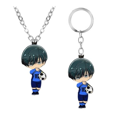 Bleu Locks Halskette Schlüsselanhänger 2 Set Bleu Locks Action Figuren Cosplay Kette Schmuck Metall Anhänger (B) von CHENJIRA