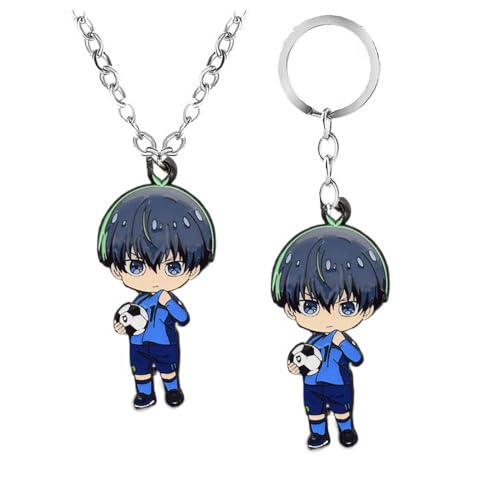 Bleu Locks Halskette Schlüsselanhänger 2 Set Bleu Locks Action Figuren Cosplay Kette Schmuck Metall Anhänger (C) von CHENJIRA