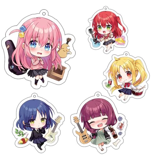 Bocchi Rock Figuren Anhänger Cool Charakter Cosplay Zubehör Acryl Kette Schmuck - Mehrfarbig 5 Set von CHENJIRA